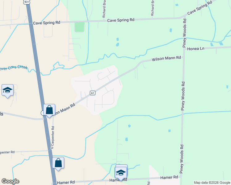 map of restaurants, bars, coffee shops, grocery stores, and more near 229 Chestnut Oak Circle in Owens Cross Roads