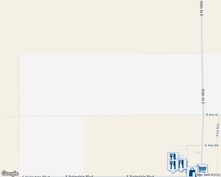 map of restaurants, bars, coffee shops, grocery stores, and more near 2 East Avenue P-12 in Palmdale
