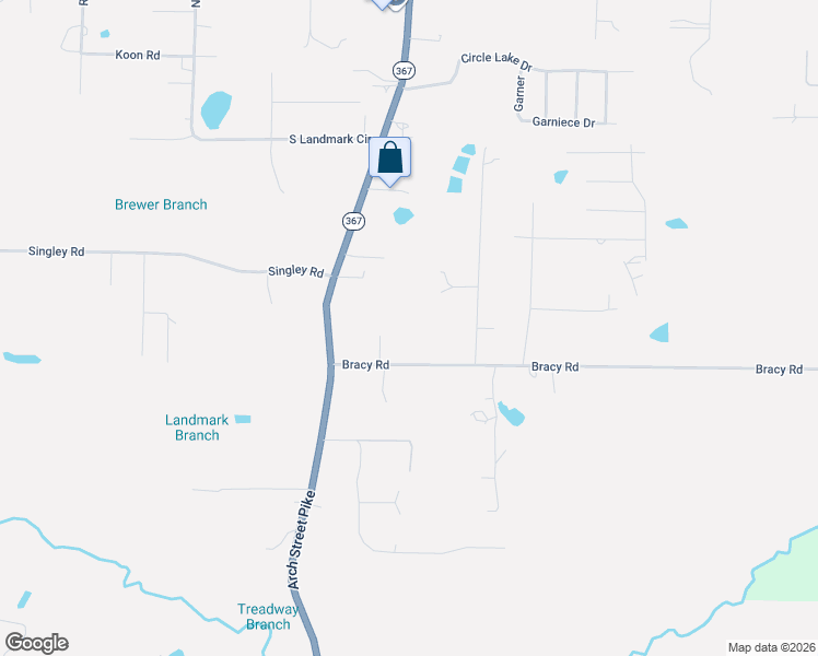 map of restaurants, bars, coffee shops, grocery stores, and more near 3720 Bracy Road in Little Rock