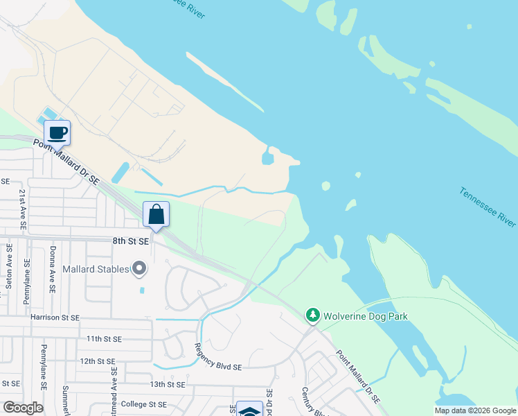 map of restaurants, bars, coffee shops, grocery stores, and more near Monogram Drive in Decatur