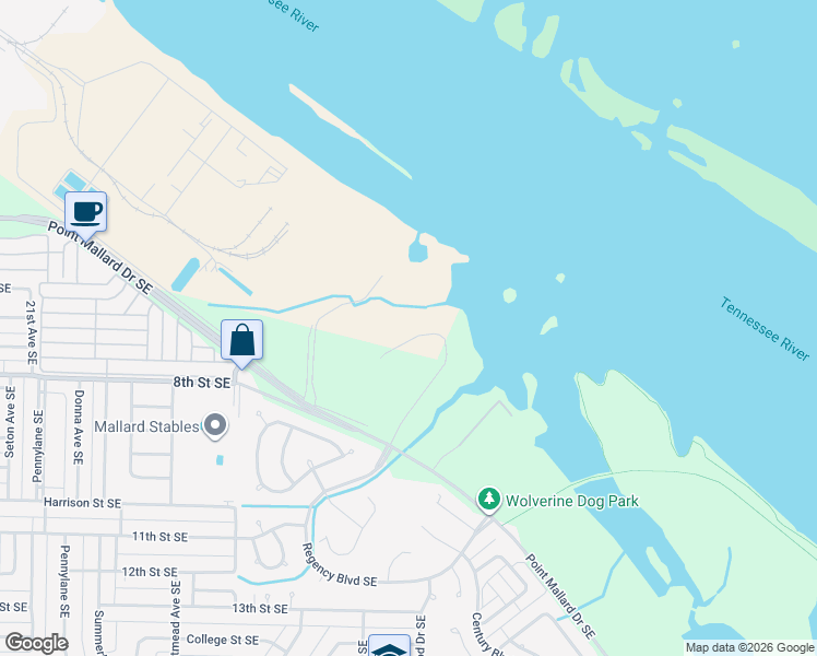 map of restaurants, bars, coffee shops, grocery stores, and more near Monogram Drive in Decatur
