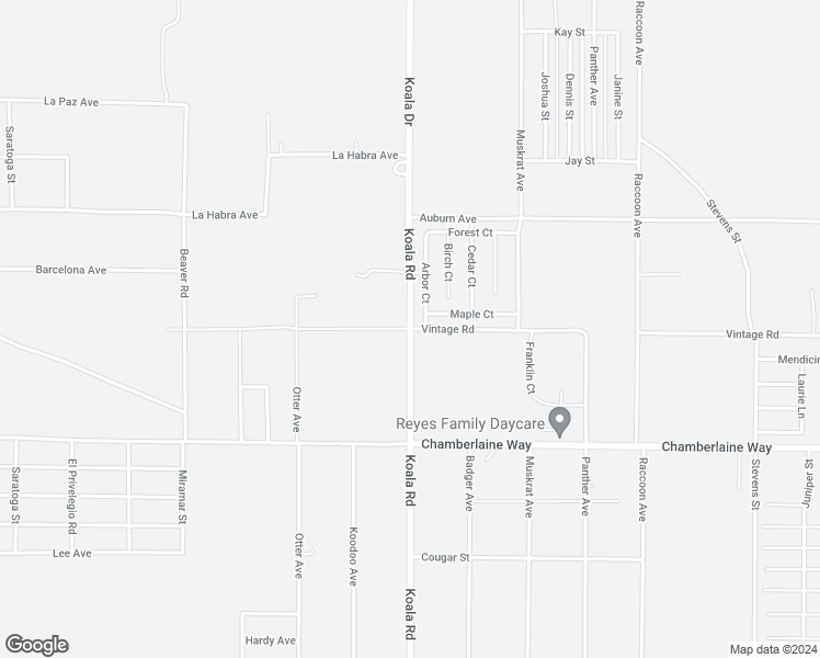 map of restaurants, bars, coffee shops, grocery stores, and more near Koala Road in Adelanto