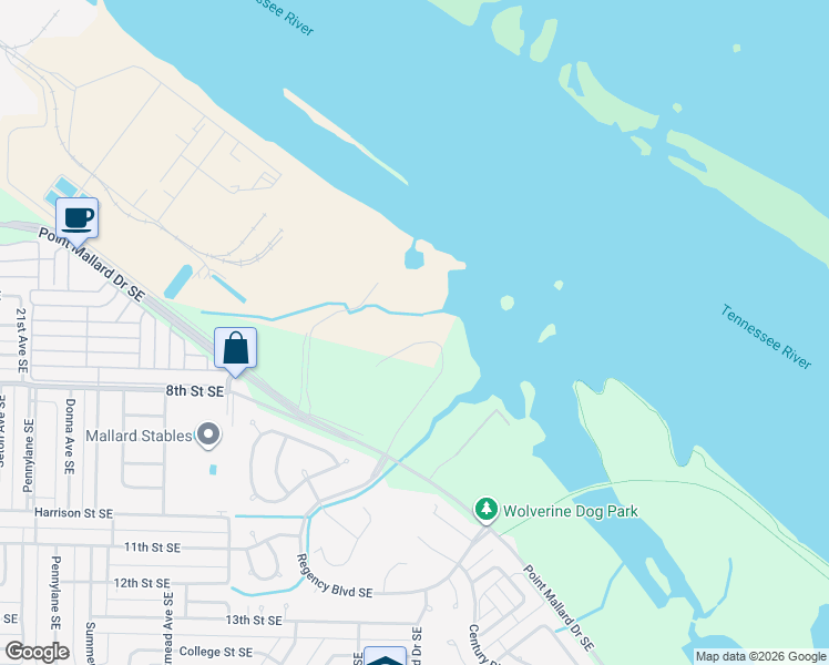 map of restaurants, bars, coffee shops, grocery stores, and more near Monogram Drive in Decatur