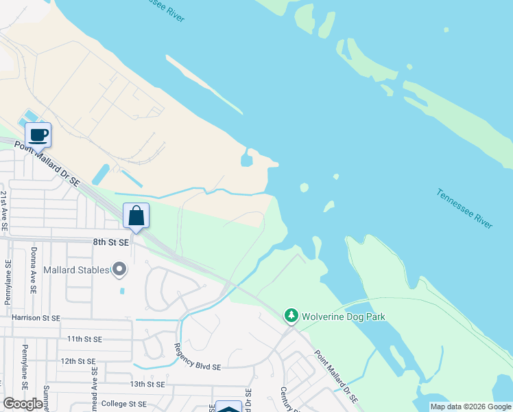map of restaurants, bars, coffee shops, grocery stores, and more near Monogram Drive in Decatur