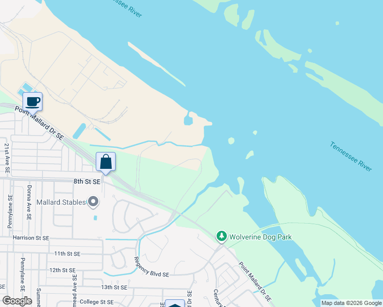 map of restaurants, bars, coffee shops, grocery stores, and more near Monogram Drive in Decatur