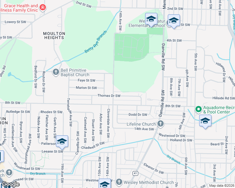 map of restaurants, bars, coffee shops, grocery stores, and more near 1013 14th Avenue Southwest in Decatur