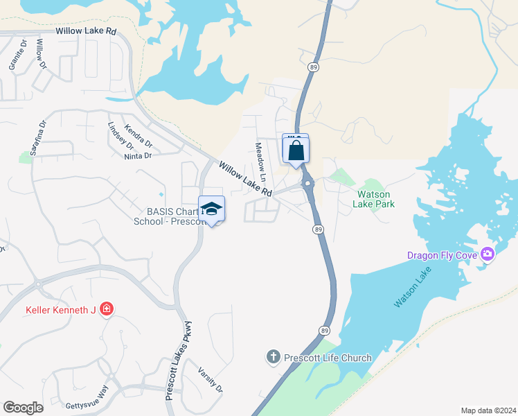 map of restaurants, bars, coffee shops, grocery stores, and more near 31 Joy Drive in Prescott
