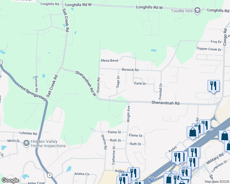 map of restaurants, bars, coffee shops, grocery stores, and more near 2828 Gage Drive in Benton