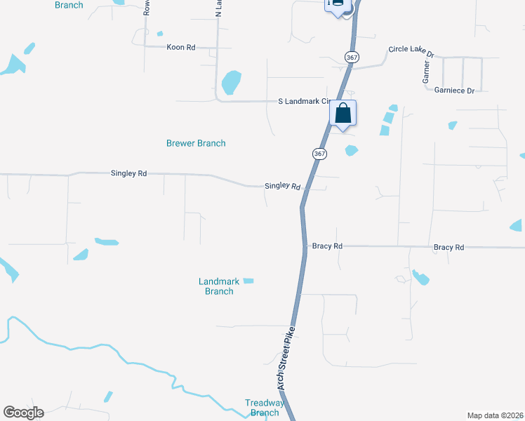 map of restaurants, bars, coffee shops, grocery stores, and more near 4213 Singley Road in Little Rock
