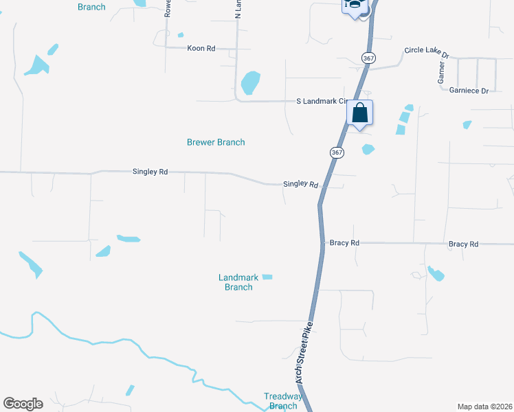 map of restaurants, bars, coffee shops, grocery stores, and more near 4213 Singley Road in Little Rock