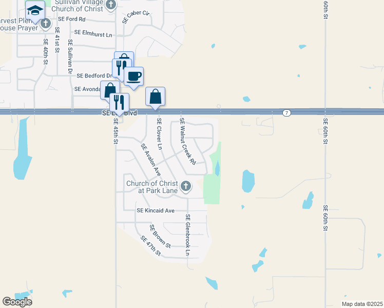 map of restaurants, bars, coffee shops, grocery stores, and more near 1514 Southeast Walnut Creek Road in Lawton