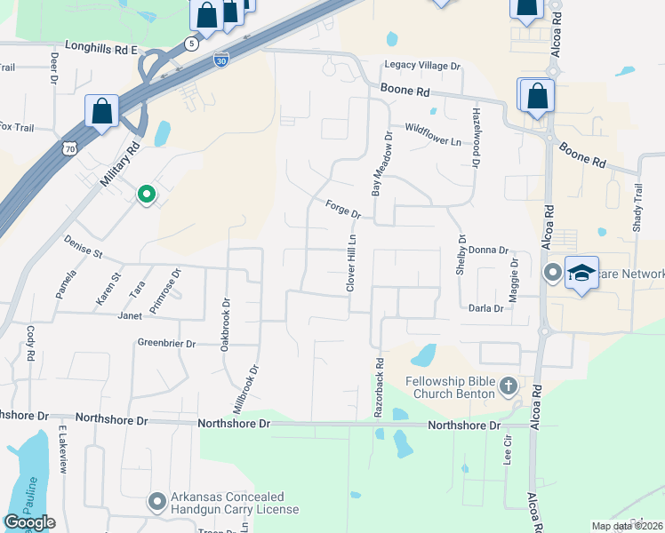 map of restaurants, bars, coffee shops, grocery stores, and more near 3507 Buckeye Cove in Benton