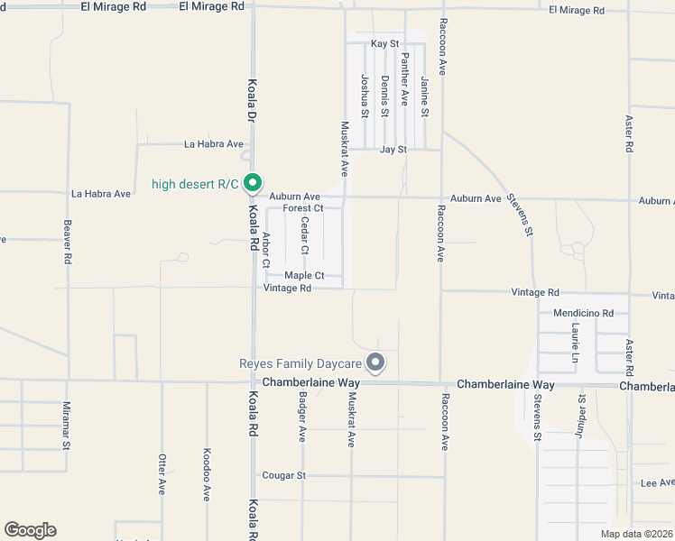map of restaurants, bars, coffee shops, grocery stores, and more near 9878 Maple Court in Adelanto