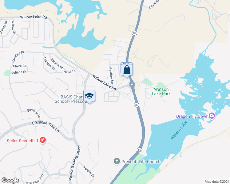 map of restaurants, bars, coffee shops, grocery stores, and more near 31 Joy Drive in Prescott