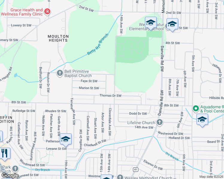 map of restaurants, bars, coffee shops, grocery stores, and more near 1013 14th Avenue Southwest in Decatur