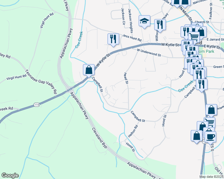 map of restaurants, bars, coffee shops, grocery stores, and more near 120 Cardinal Court in Cleveland
