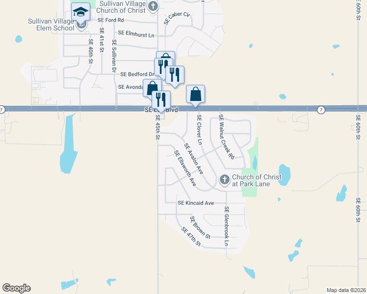 map of restaurants, bars, coffee shops, grocery stores, and more near 4521 Southeast Avalon Avenue in Lawton