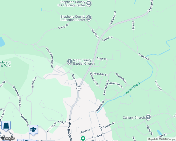map of restaurants, bars, coffee shops, grocery stores, and more near 811 Prather Bridge Road in Toccoa