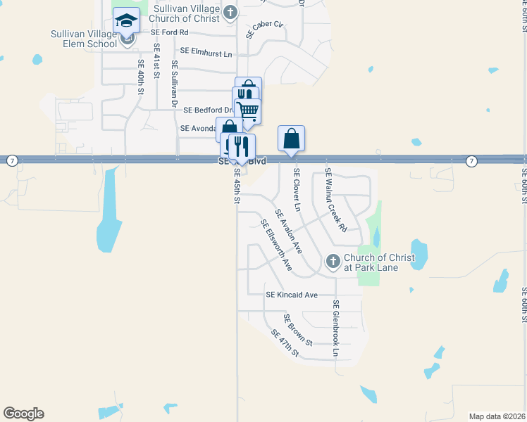 map of restaurants, bars, coffee shops, grocery stores, and more near 4521 Southeast Avalon Avenue in Lawton