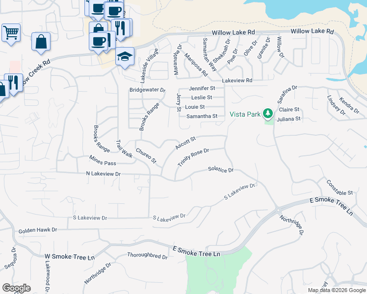 map of restaurants, bars, coffee shops, grocery stores, and more near 1727 Ascott Street in Prescott