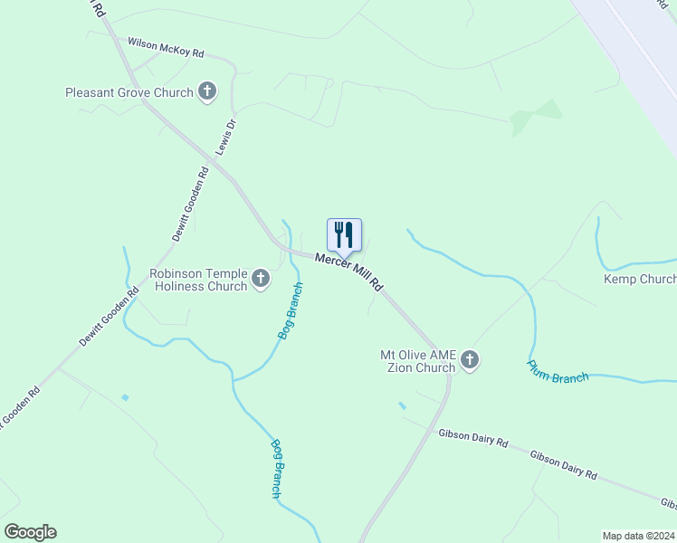 map of restaurants, bars, coffee shops, grocery stores, and more near 2822 Mercer Mill Brown Marsh Road in Elizabethtown