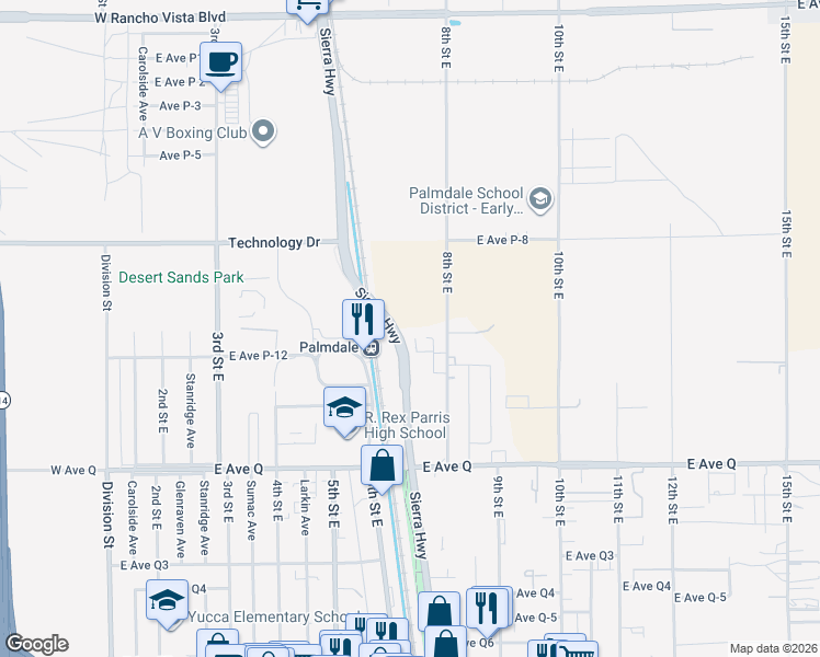 map of restaurants, bars, coffee shops, grocery stores, and more near in Lake Los Angeles