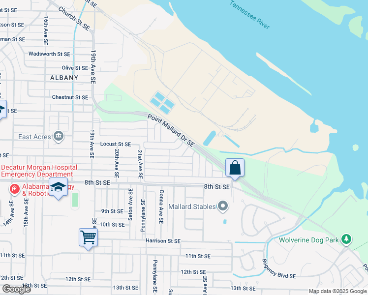 map of restaurants, bars, coffee shops, grocery stores, and more near 2213 Parkplace Street Southeast in Decatur