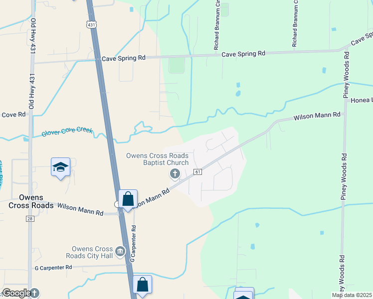 map of restaurants, bars, coffee shops, grocery stores, and more near 108 Nathan Drive in Owens Cross Roads