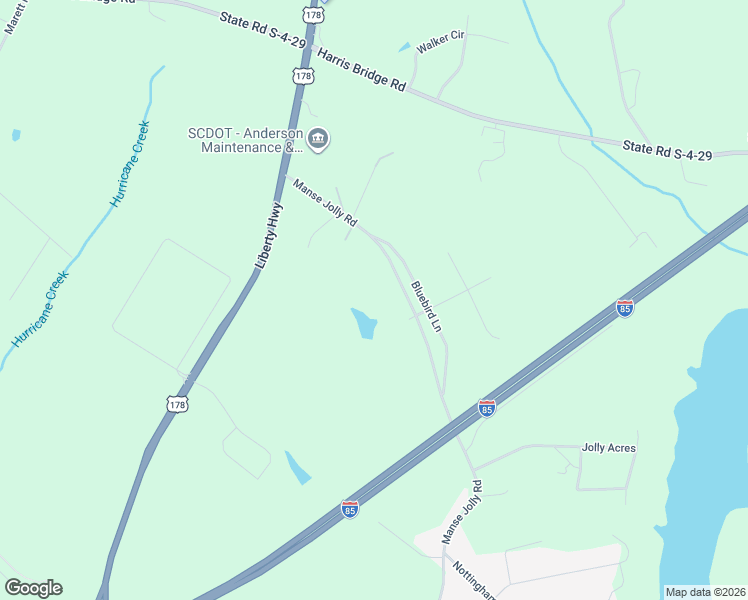 map of restaurants, bars, coffee shops, grocery stores, and more near 1633 Manse Jolly Road in Anderson