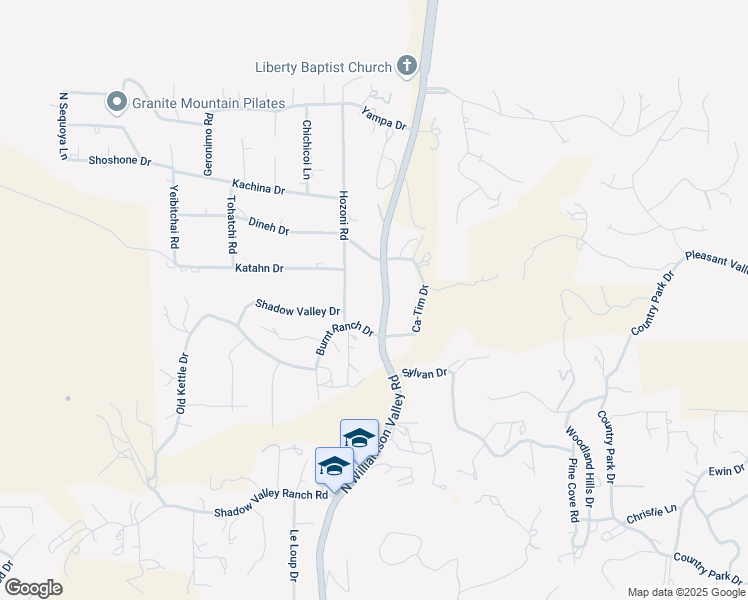 map of restaurants, bars, coffee shops, grocery stores, and more near 2720 North Williamson Valley Road in Prescott