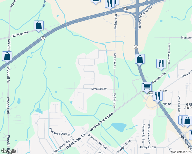 map of restaurants, bars, coffee shops, grocery stores, and more near 1124 London Place Southwest in Decatur