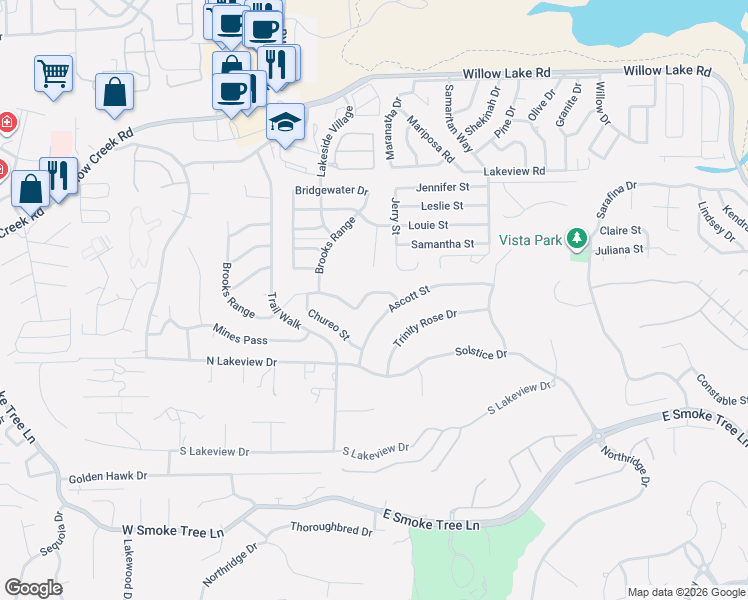 map of restaurants, bars, coffee shops, grocery stores, and more near 1718 Ascott Street in Prescott