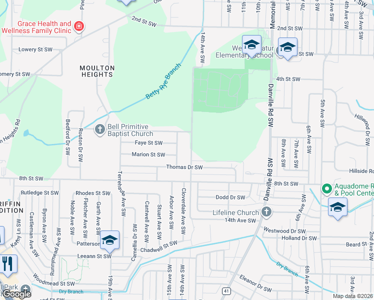 map of restaurants, bars, coffee shops, grocery stores, and more near 1013 14th Avenue Southwest in Decatur