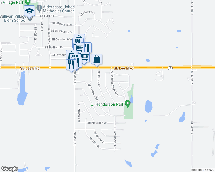 map of restaurants, bars, coffee shops, grocery stores, and more near 1418 Southeast Hillcrest Avenue in Lawton