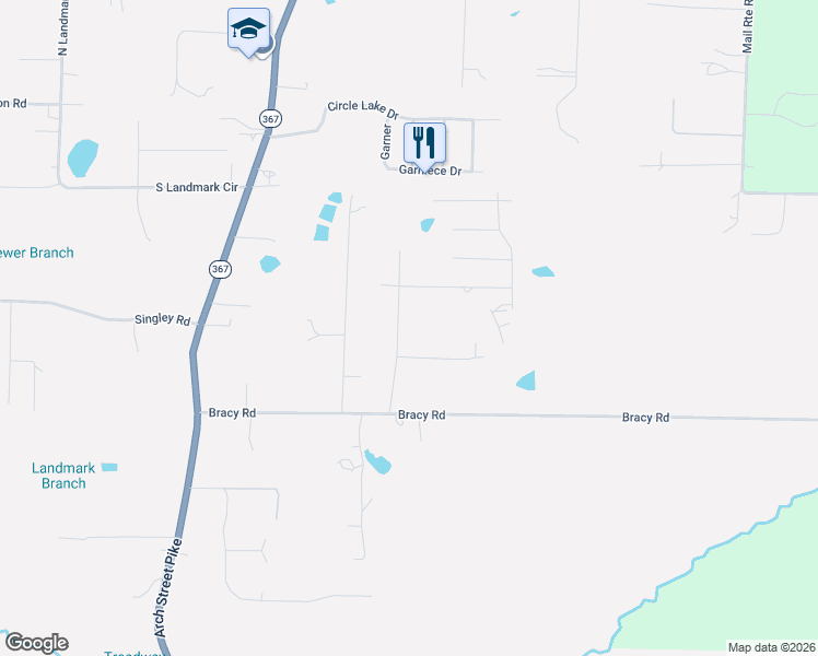 map of restaurants, bars, coffee shops, grocery stores, and more near 11 Tessie Lane in Little Rock