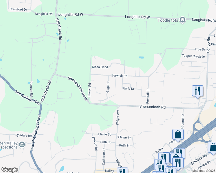 map of restaurants, bars, coffee shops, grocery stores, and more near 2919 Gage Drive in Benton