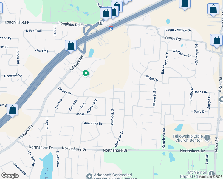 map of restaurants, bars, coffee shops, grocery stores, and more near 3112 Briarstone Drive in Benton