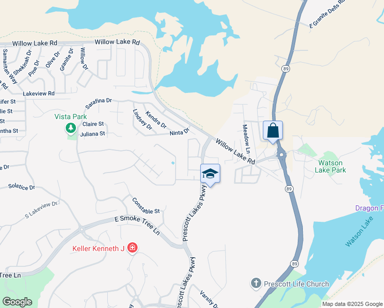 map of restaurants, bars, coffee shops, grocery stores, and more near 1998 Prescott Lakes Parkway in Prescott