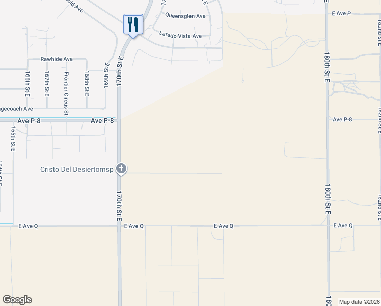 map of restaurants, bars, coffee shops, grocery stores, and more near Longview Road in Palmdale