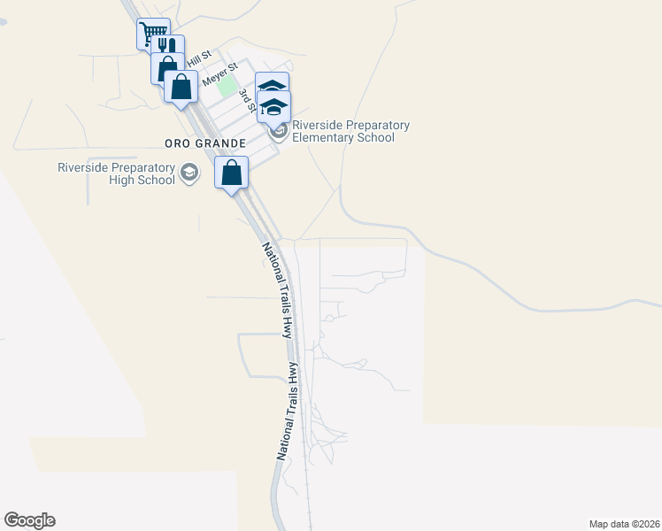 map of restaurants, bars, coffee shops, grocery stores, and more near 15321 Walton Drive in Oro Grande