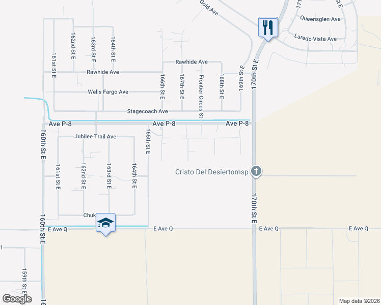 map of restaurants, bars, coffee shops, grocery stores, and more near 39145 167th Street East in Palmdale