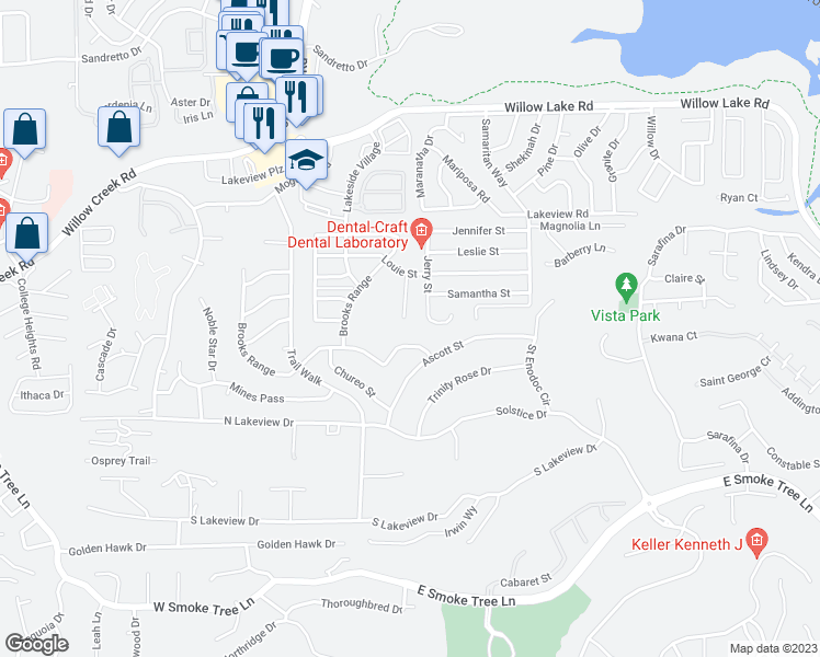 map of restaurants, bars, coffee shops, grocery stores, and more near 2987 Portside Dr in Prescott