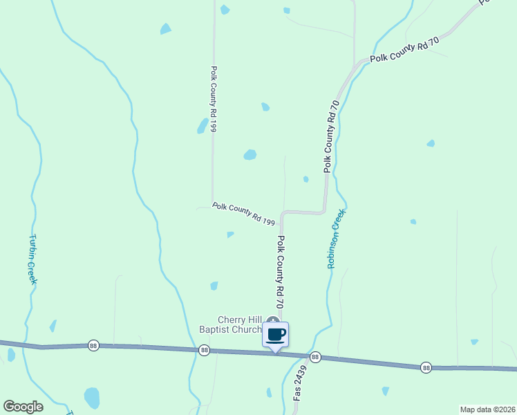 map of restaurants, bars, coffee shops, grocery stores, and more near 104 Polk Road 199 in Mena