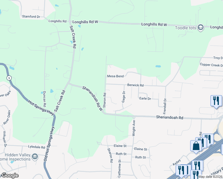 map of restaurants, bars, coffee shops, grocery stores, and more near 3012 Sharon Cove in Benton