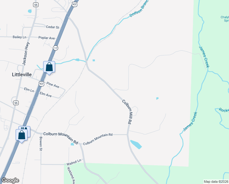 map of restaurants, bars, coffee shops, grocery stores, and more near 3510 Colburn Mill Road in Russellville