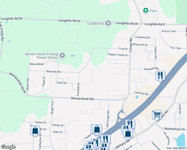map of restaurants, bars, coffee shops, grocery stores, and more near 3126 Bastogne Way in Benton