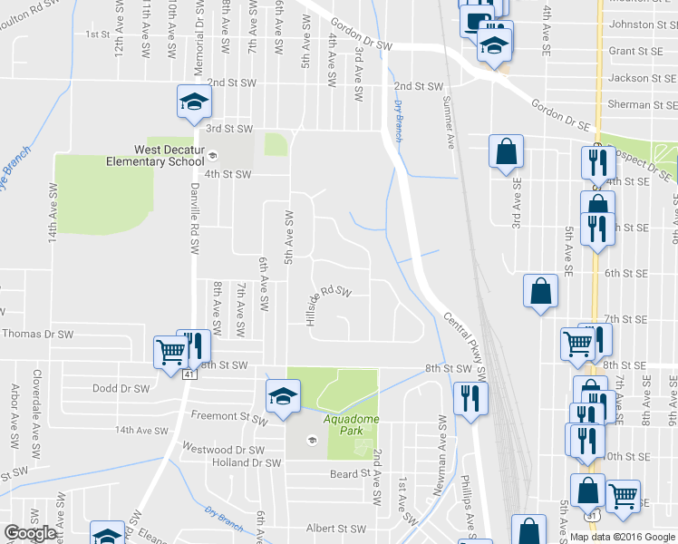 map of restaurants, bars, coffee shops, grocery stores, and more near 409 Glennwood Rd SW in Decatur