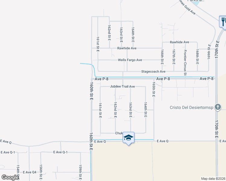 map of restaurants, bars, coffee shops, grocery stores, and more near 39145 162nd Street East in Palmdale