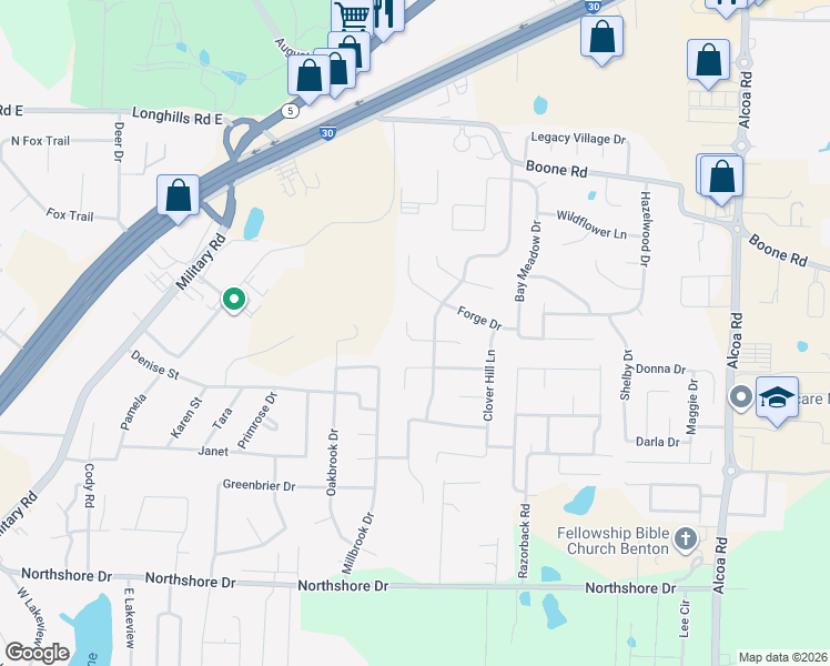 map of restaurants, bars, coffee shops, grocery stores, and more near 3503 Hemlock Cove in Benton