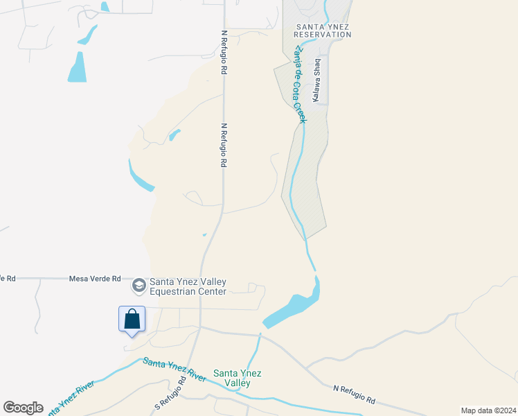 map of restaurants, bars, coffee shops, grocery stores, and more near 350 North Refugio Road in Santa Ynez
